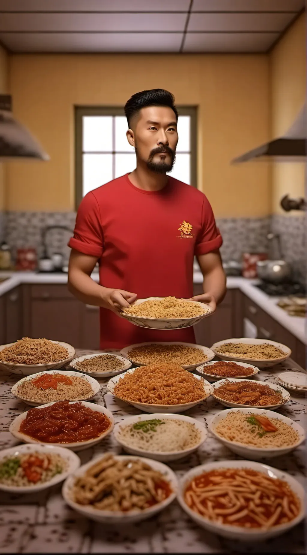 ai character: Chinese dinners  background