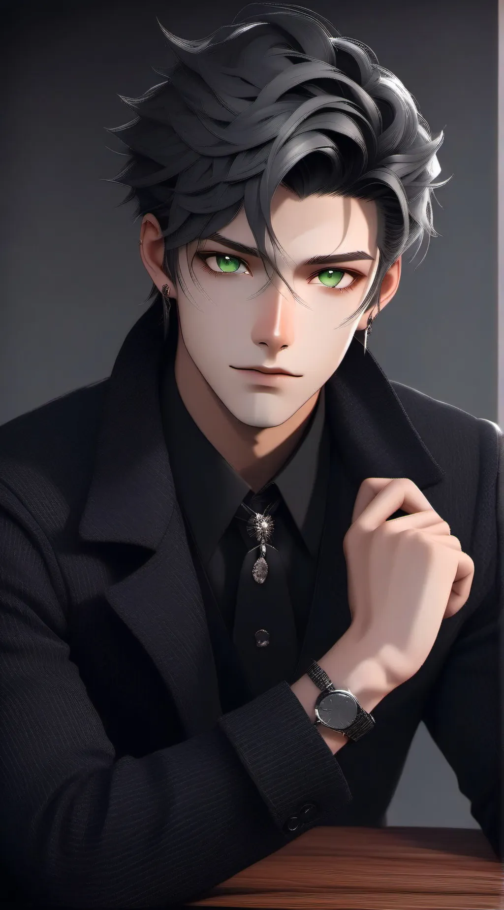 ai character: Asher Grey background