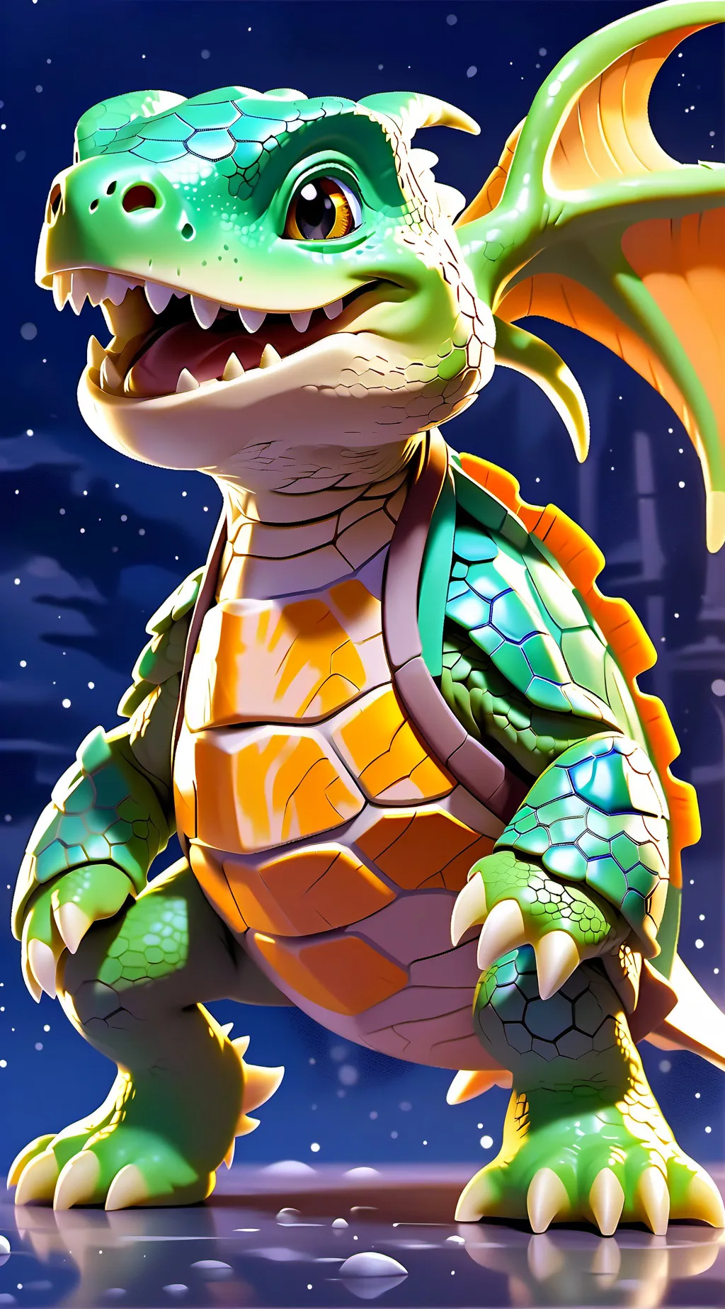 ai character: turtel dragon background