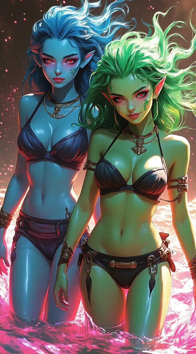 ai character: Zhael(L)Ghinku(R) background