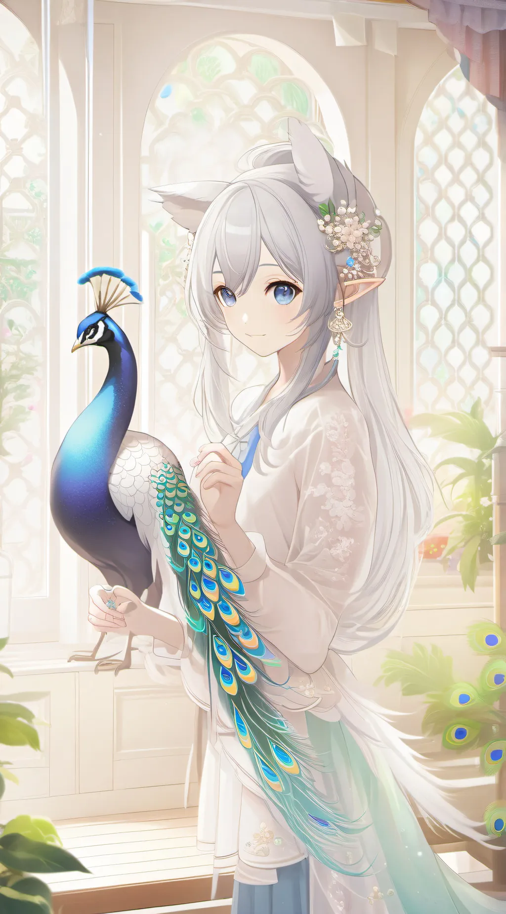ai character: Peacock Feline Spi background