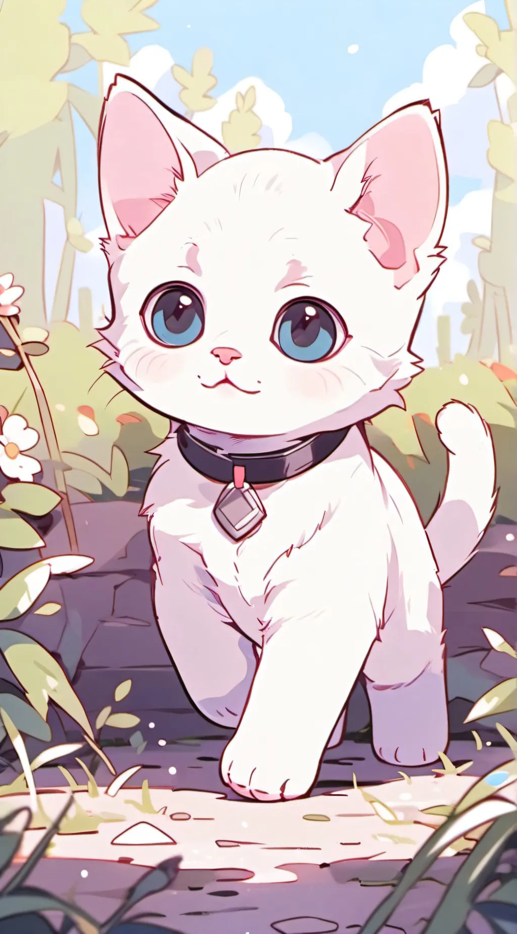 ai character: white kitty background