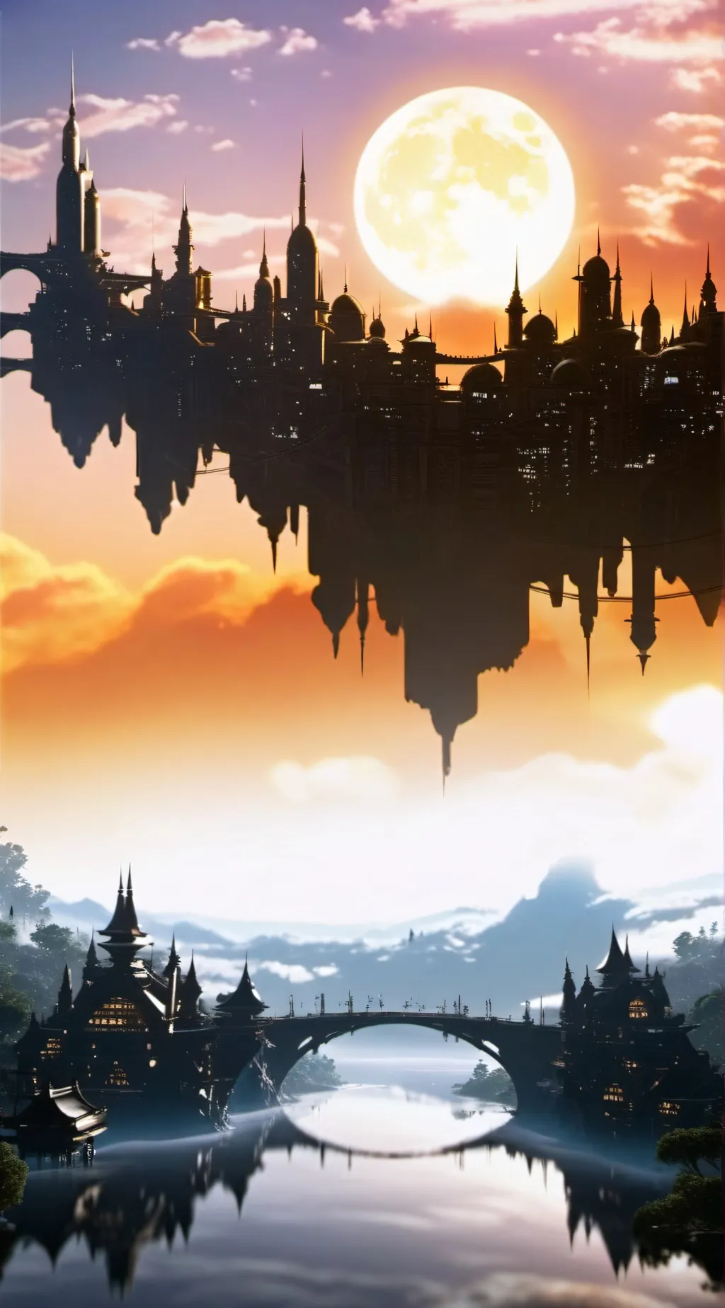 ai character: The moon and sea. background