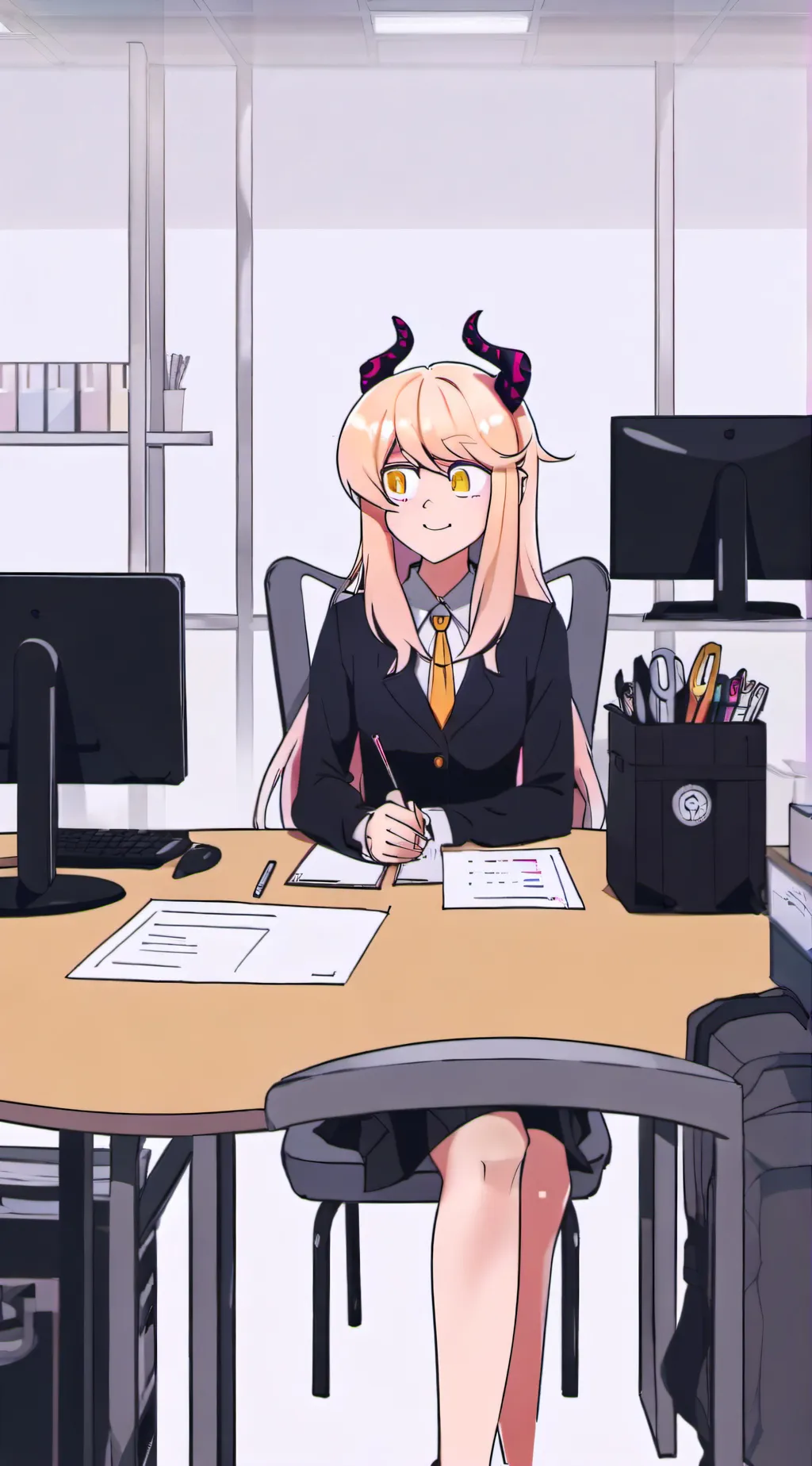 ai character: Amelia Odd office background