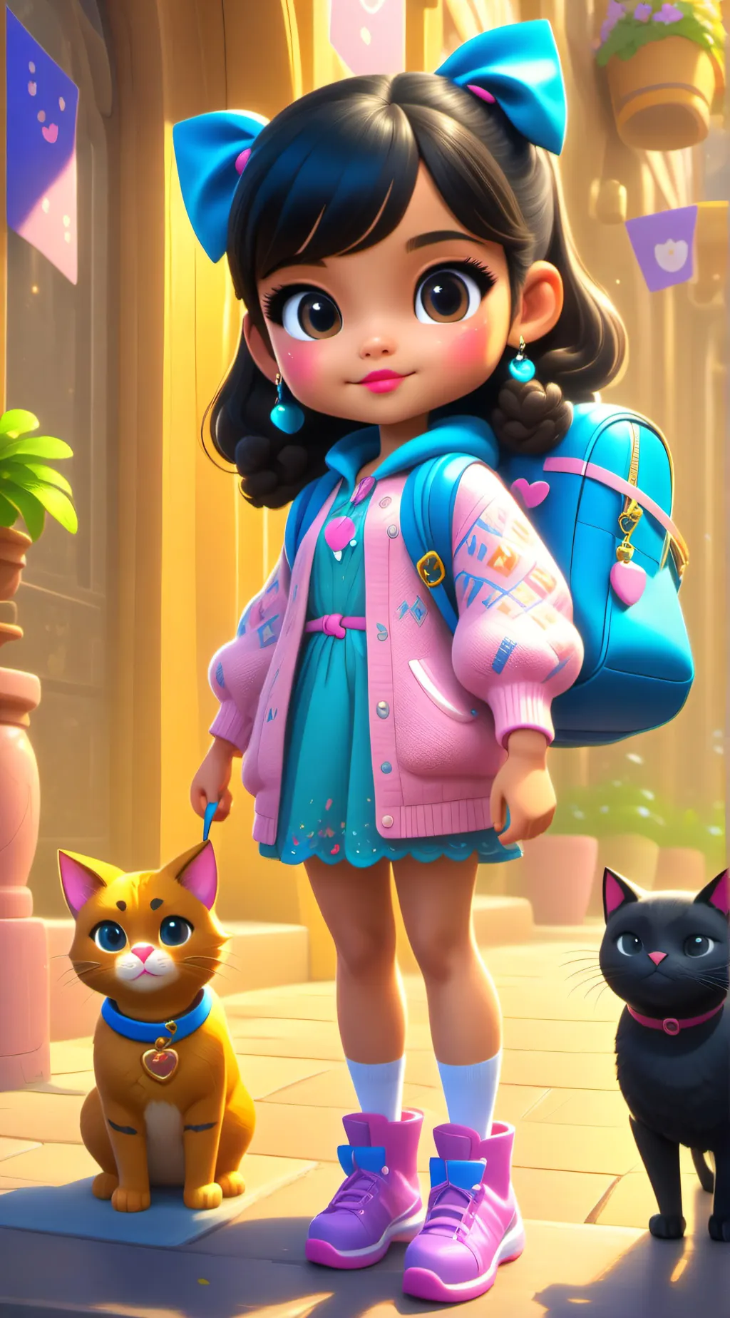 ai character: miola and the cat background