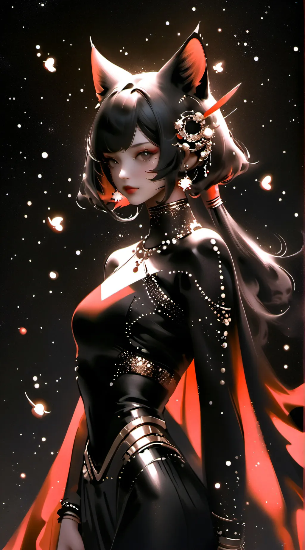 ai character: Cat girl/airca  background