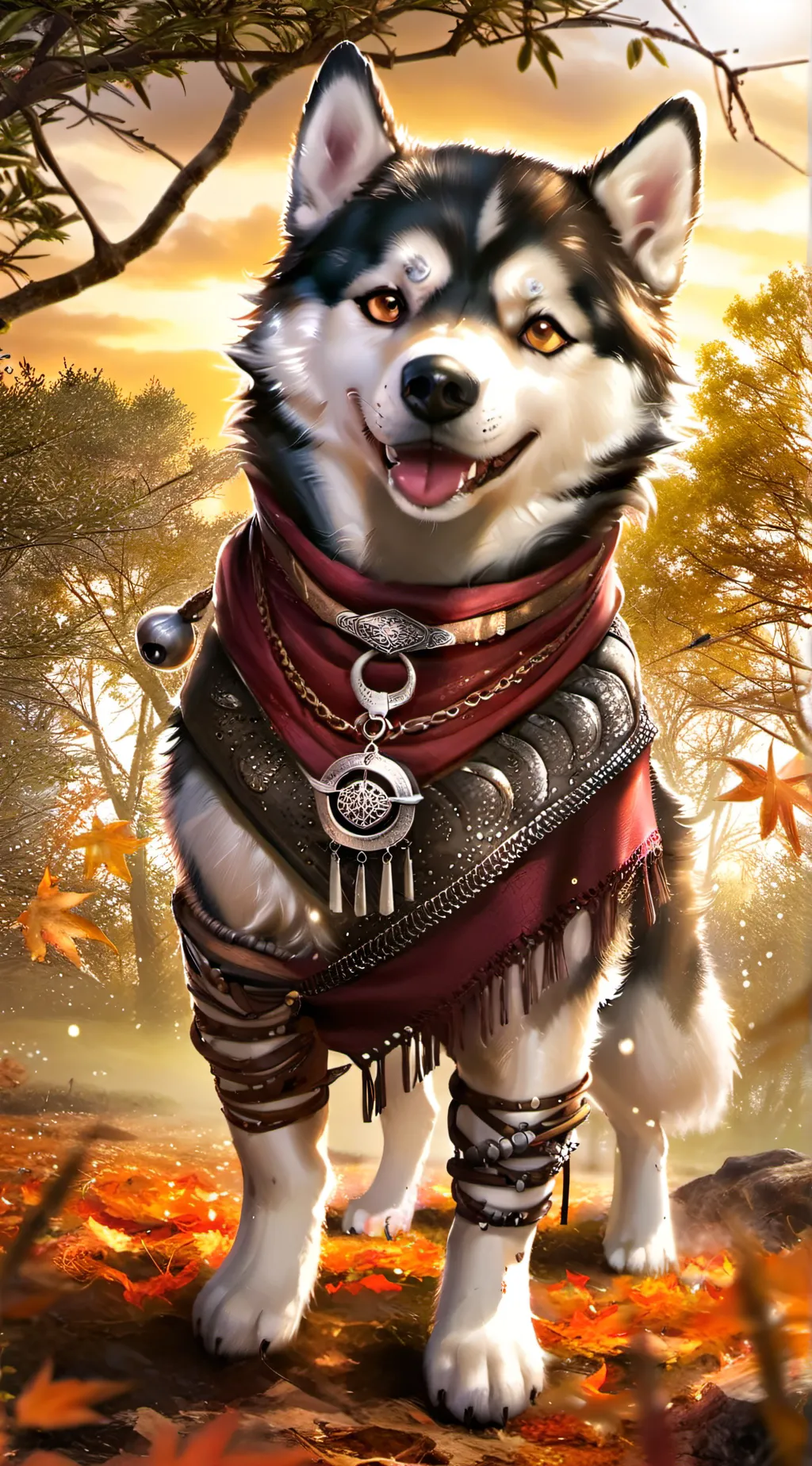 ai character: husky abandonado background