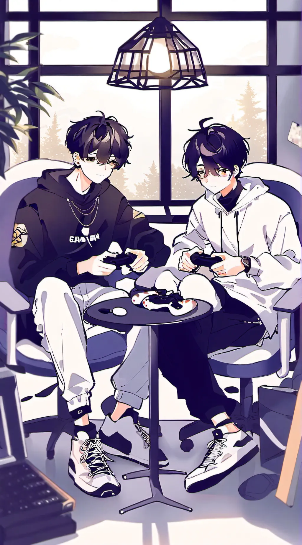 ai character: Brothers meeting background