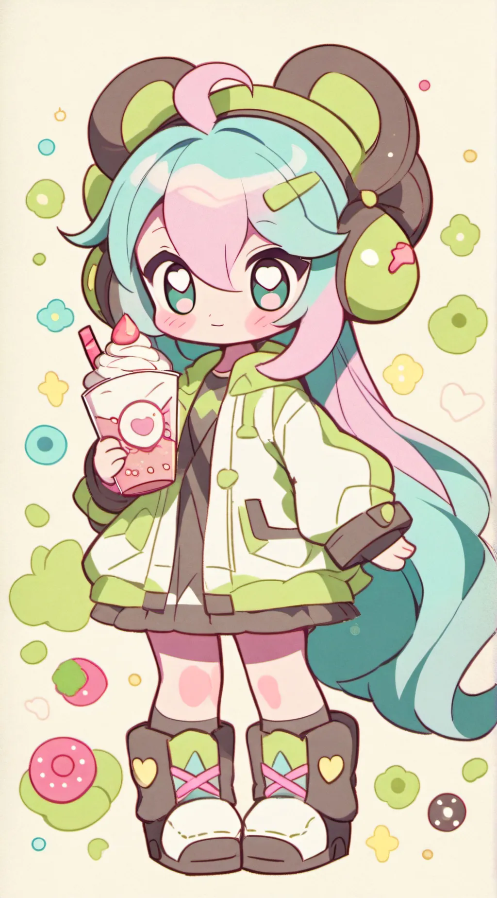 ai character: pinky cupcake background