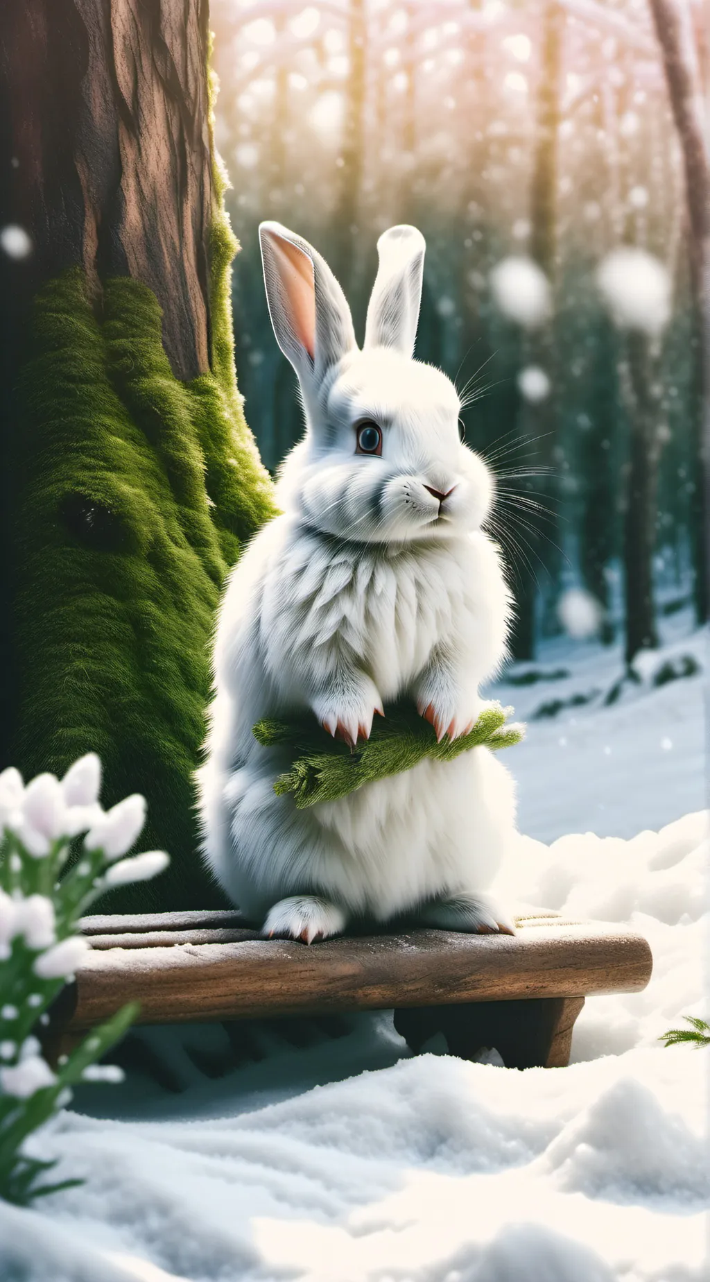 ai character: Snowy(Rabbit) background