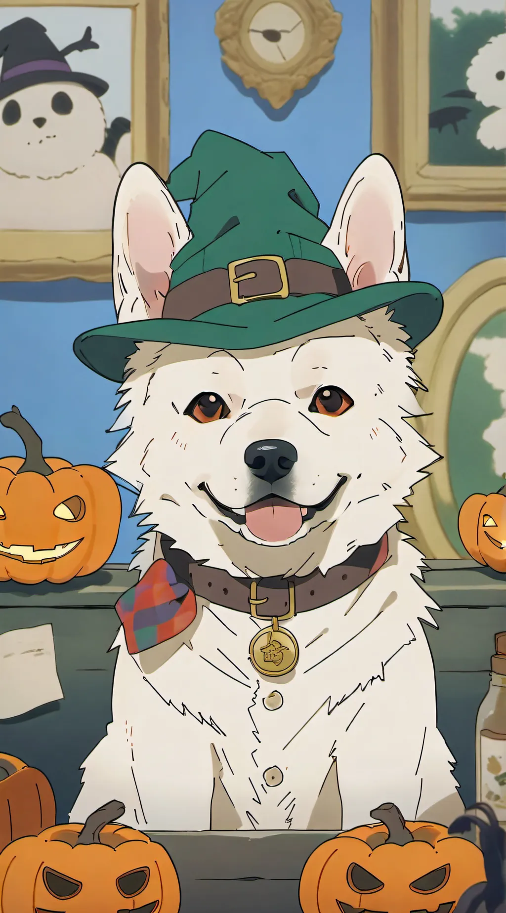 ai character: doggy spooky background