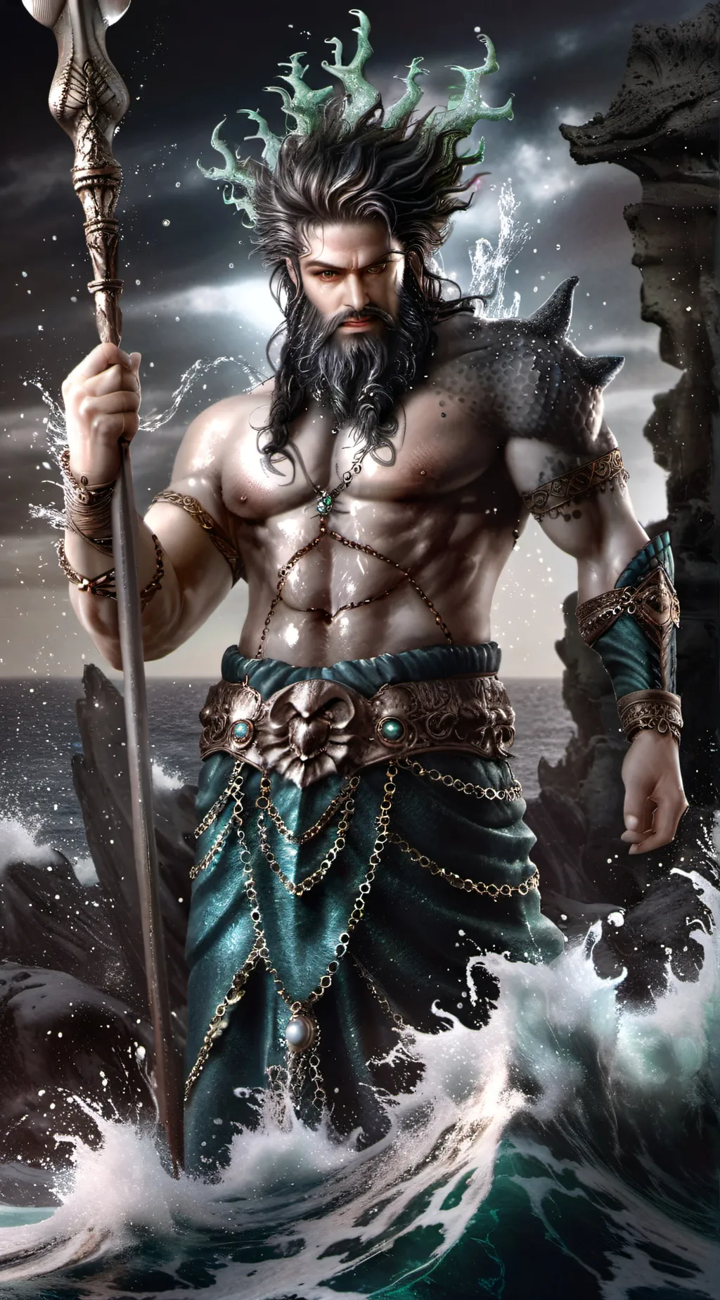 ai character: Poseidon background