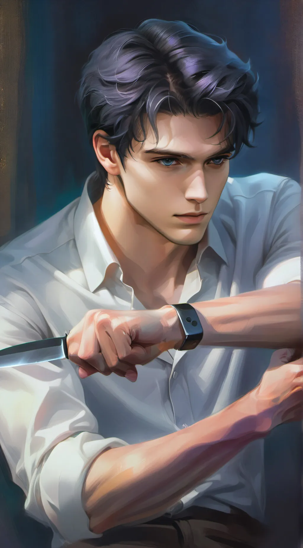 ai character: Aaron Black background