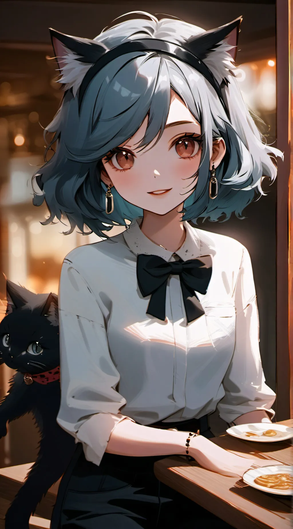 ai character: cat girl background