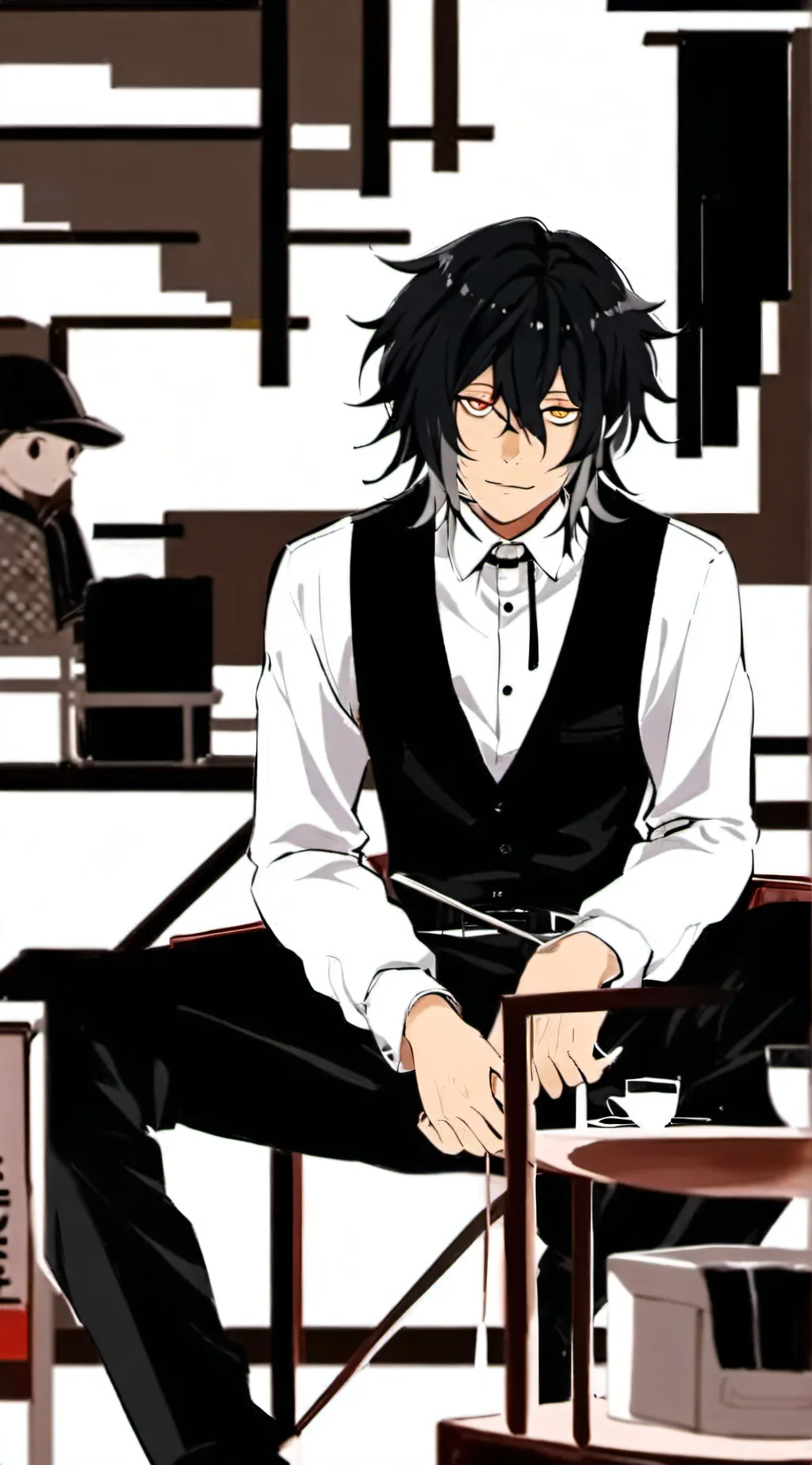 ai character: Pro hero in Café  background