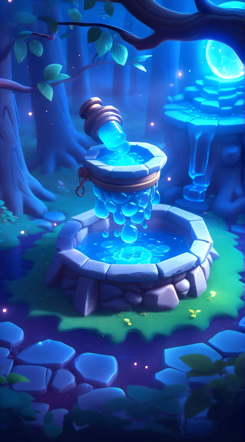 ai character: Magic well background