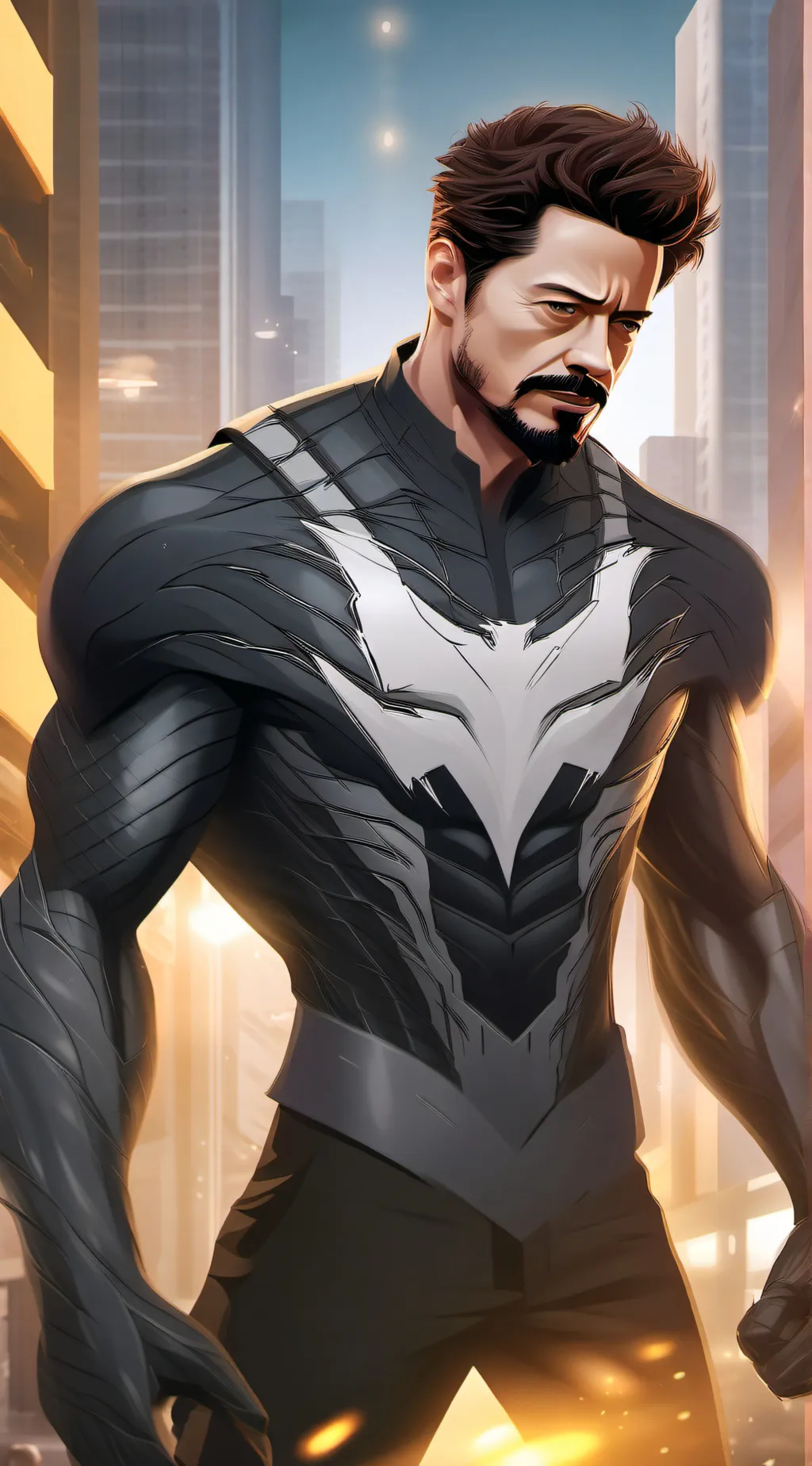 ai character: venom iron man  background