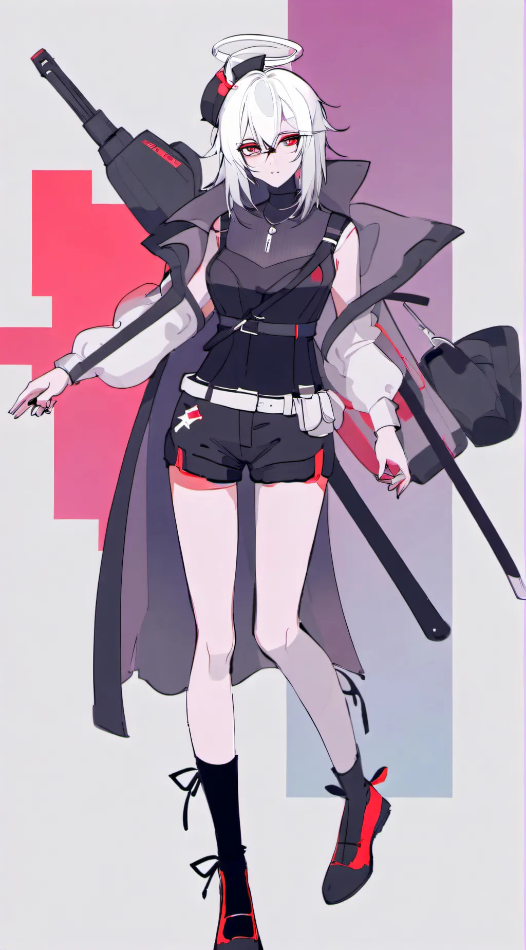 ai character: a 30 ft robot girl background