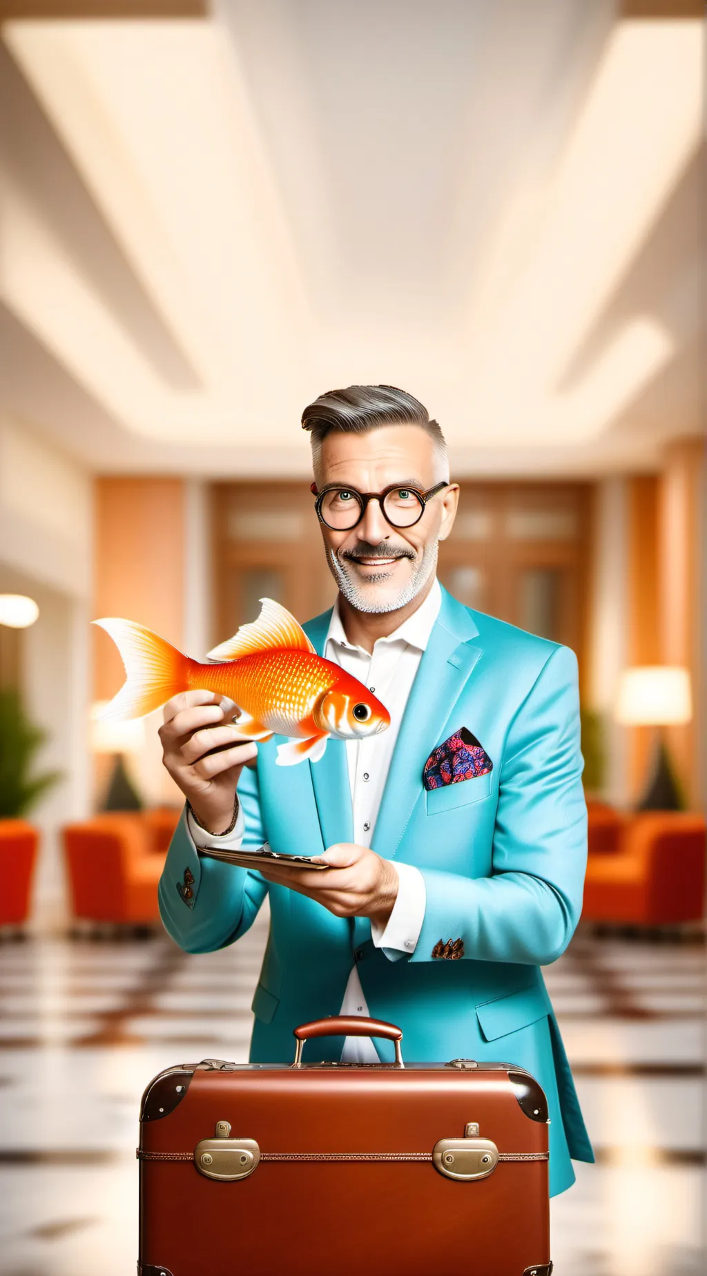 ai character: Grandiloquent Glenn, the Suitcase Symposium Speaker background