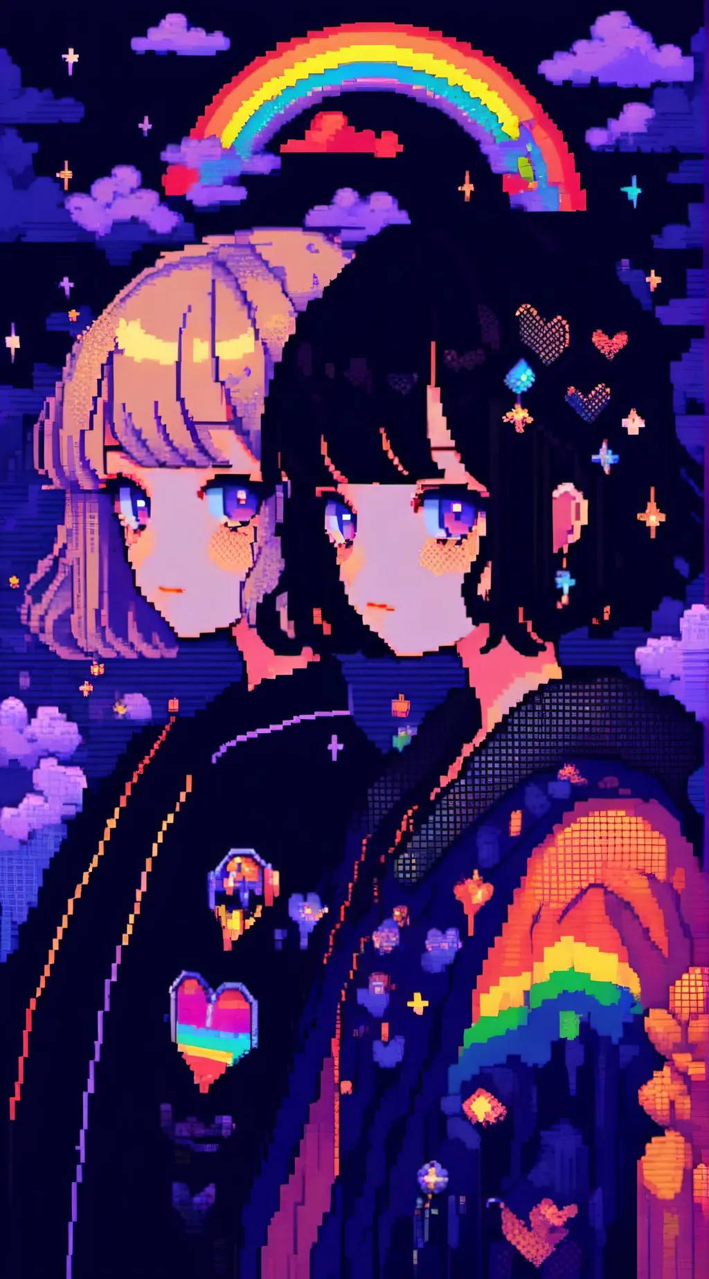 ai character: •Rainbow&Shadow• background