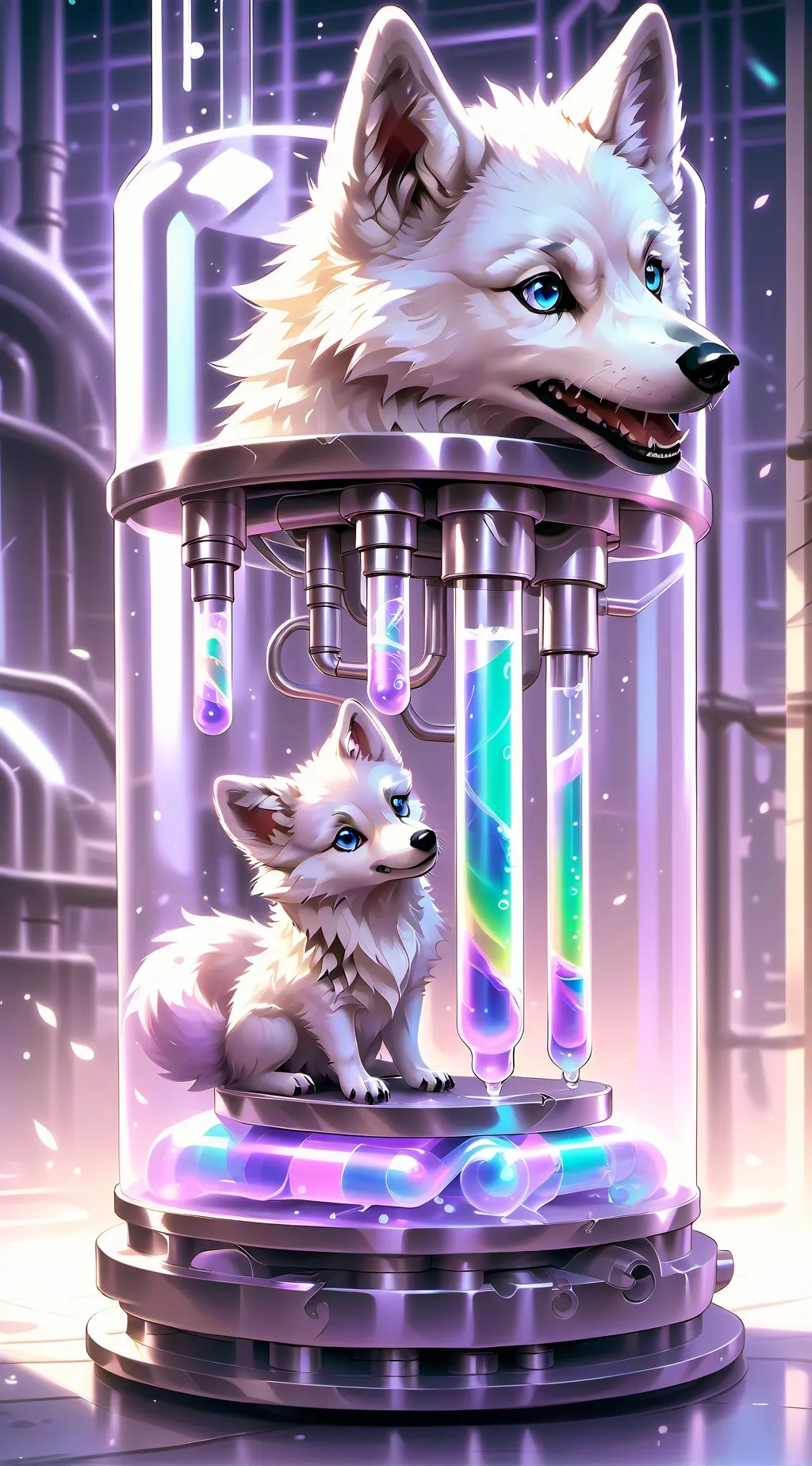 ai character: human to wolf pup background