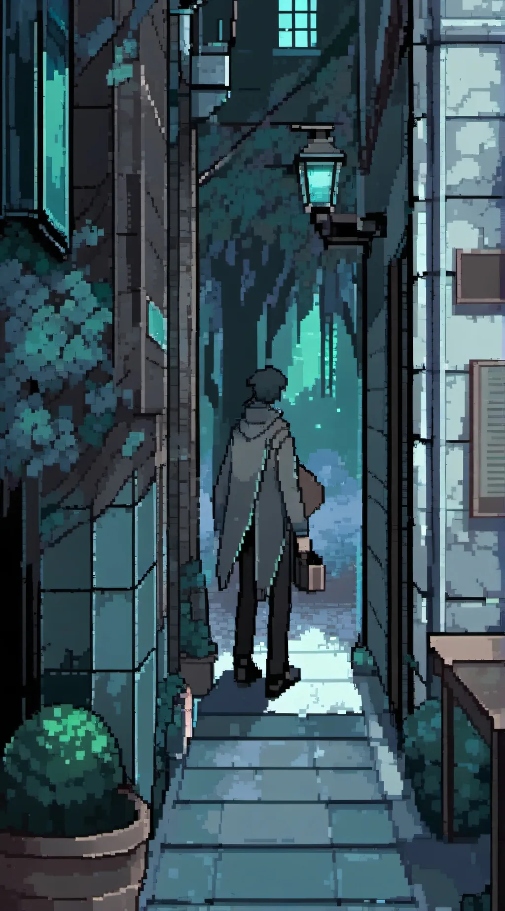 ai character: Christmas tree background