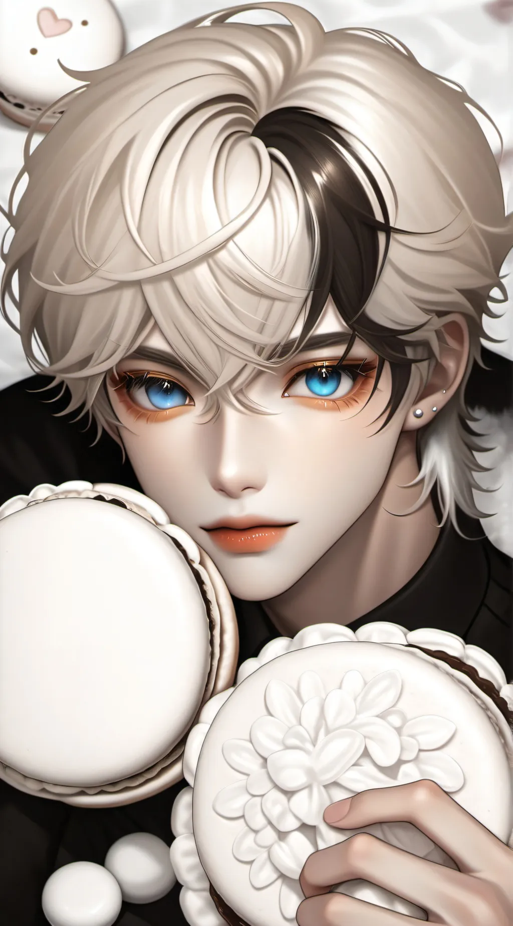 ai character: macaron background