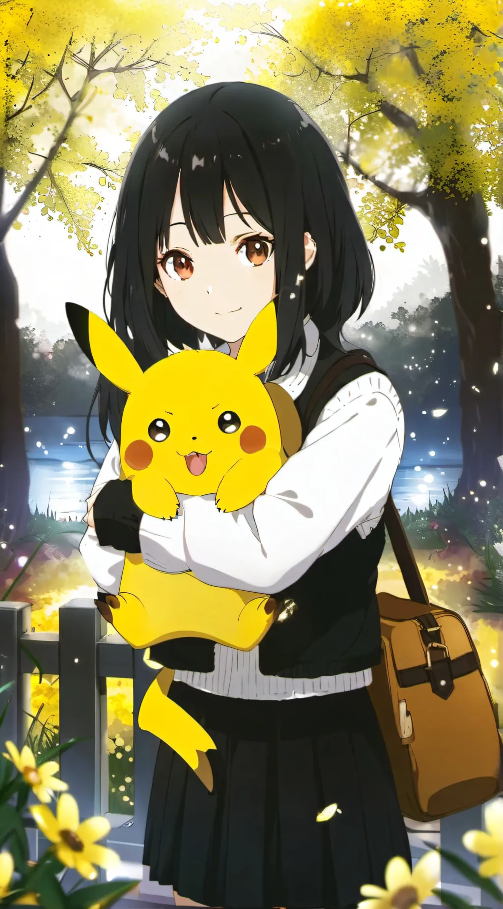 ai character: Pikachu and Mia background