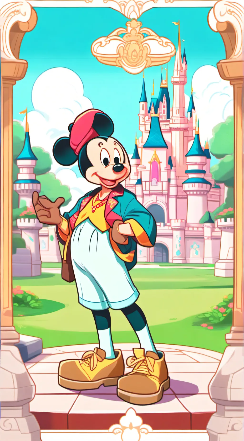 ai character: Mickey Mouse  background