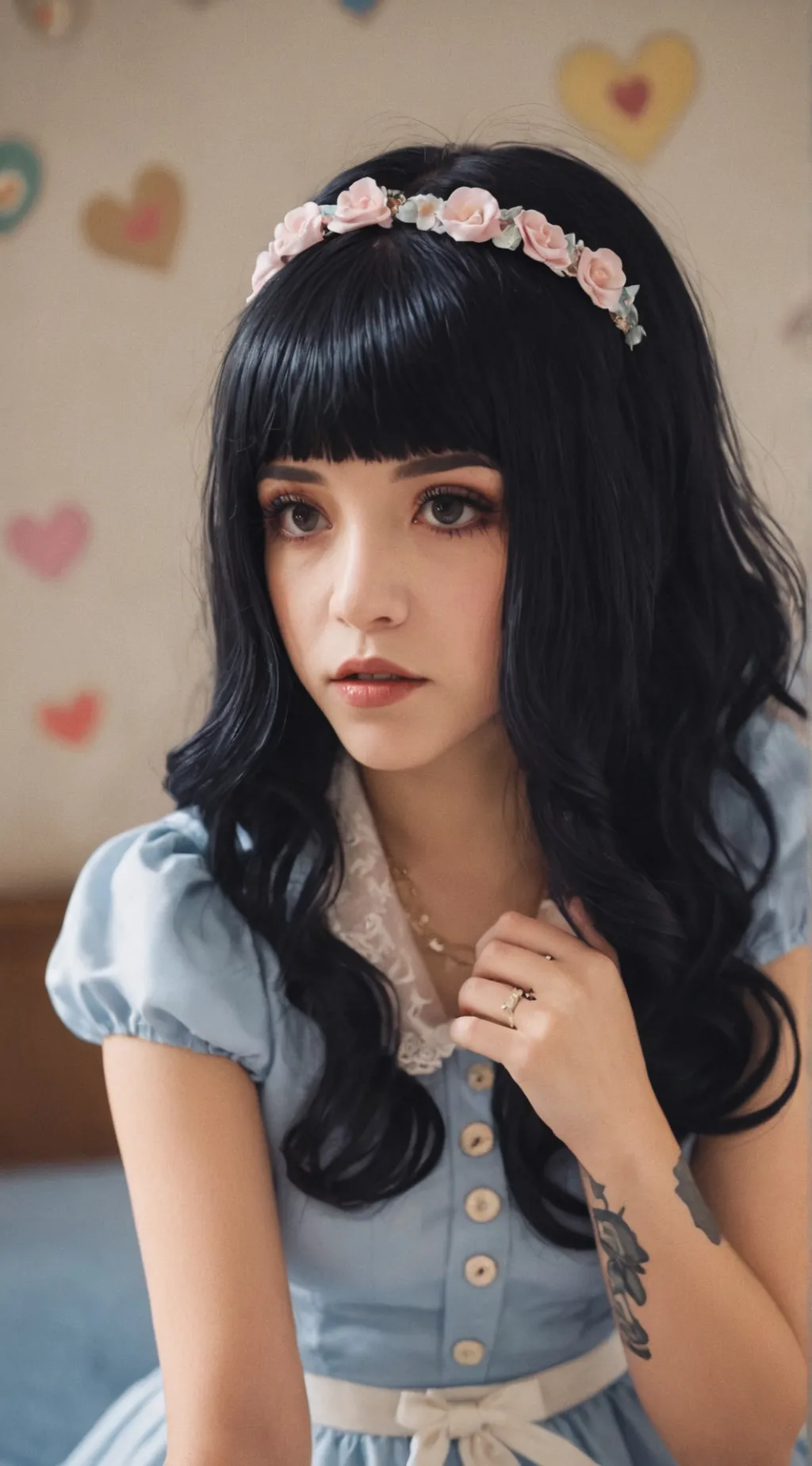 ai character: Melanie Martinez  background