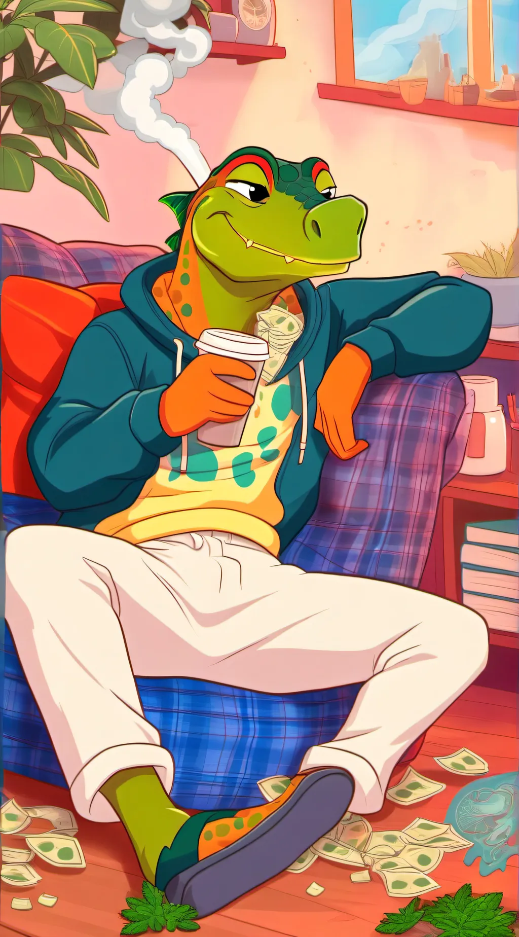 ai character: lounge lizard  background