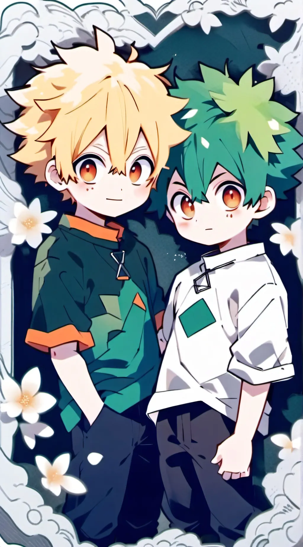 ai character: Bakugo and deku background