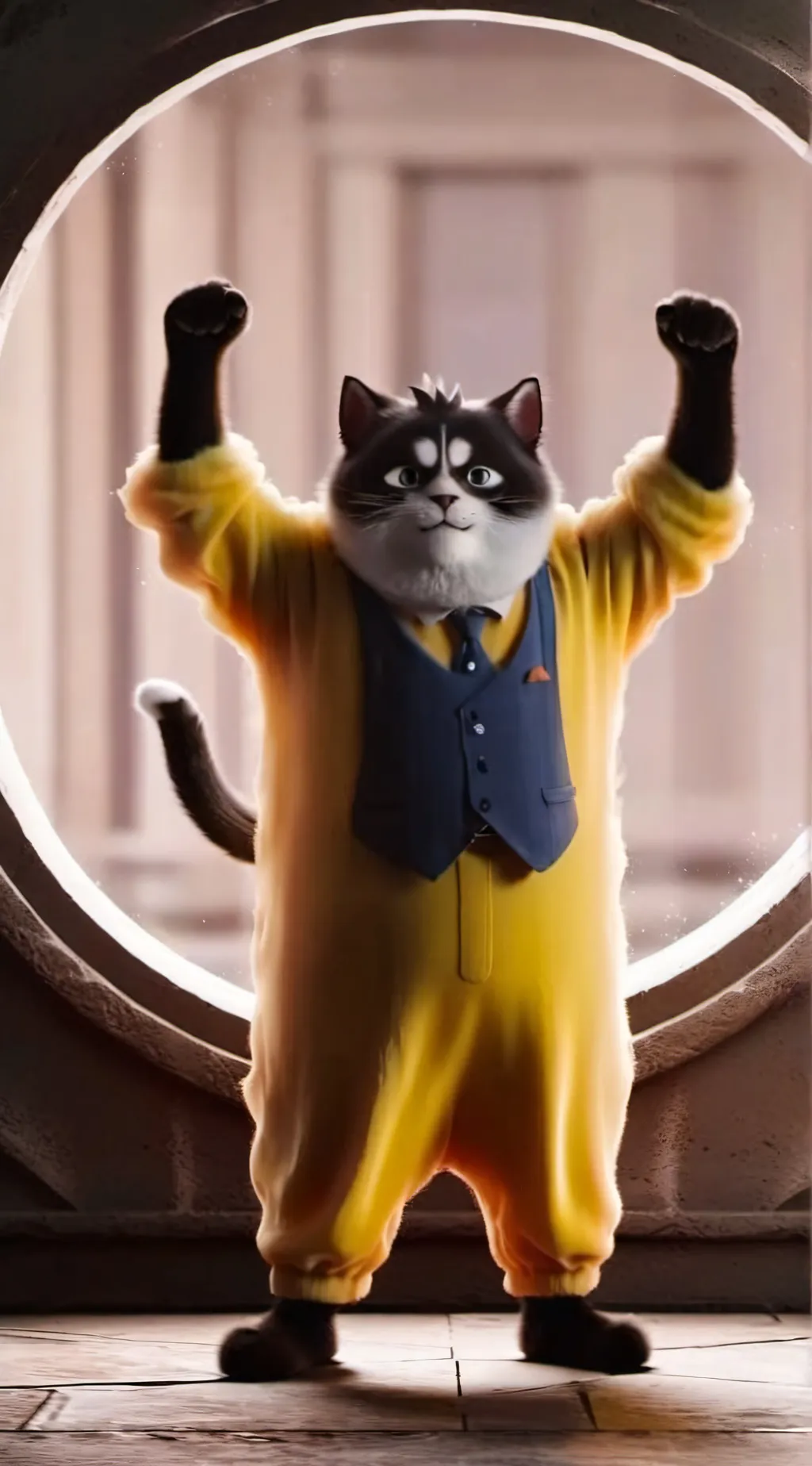 ai character: banana cat  background