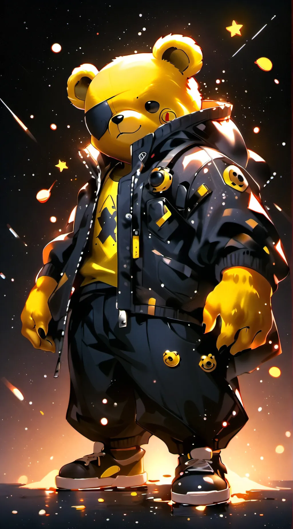 ai character: pudsey the bear background