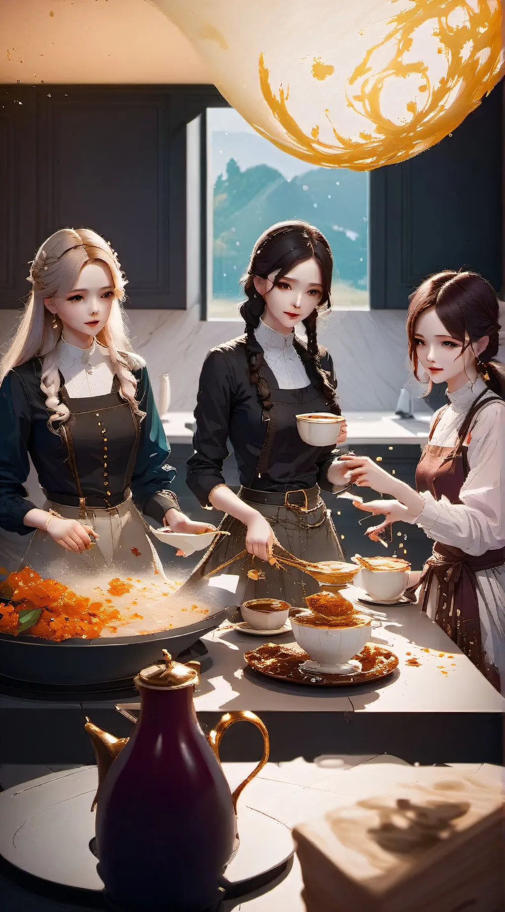 ai character: Three girls background