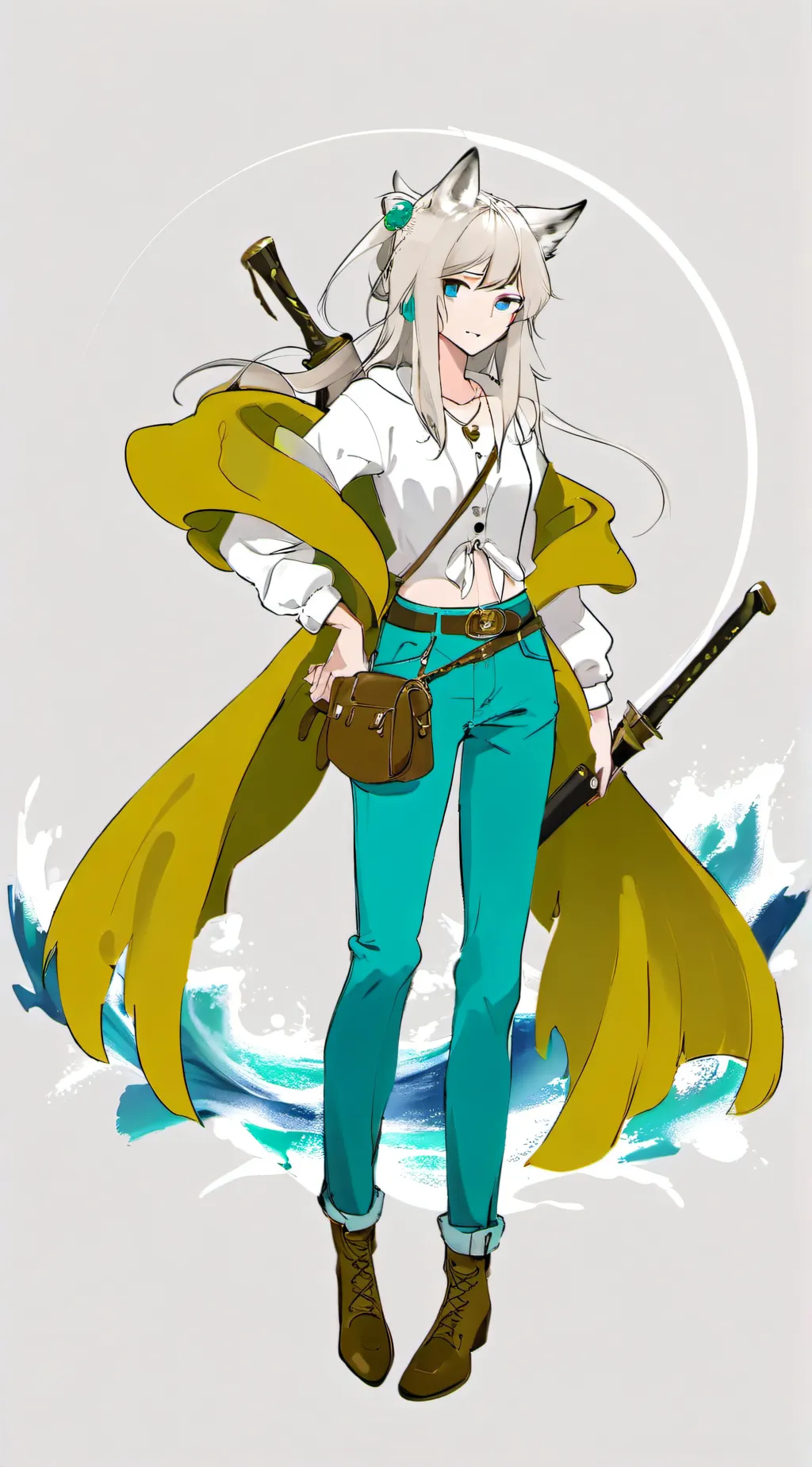 ai character: pet wolf hybrid  background