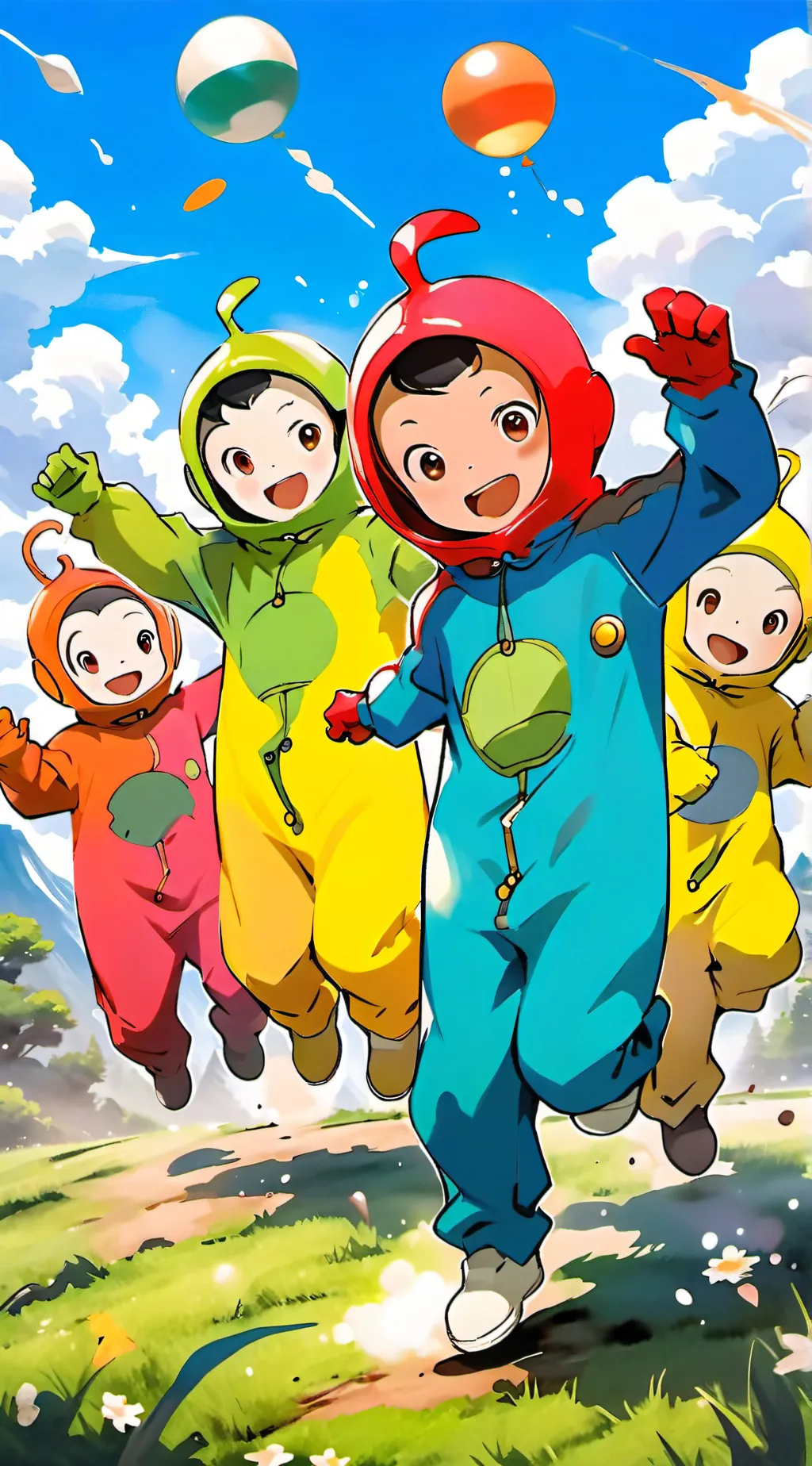 ai character: Tinky Winky death background