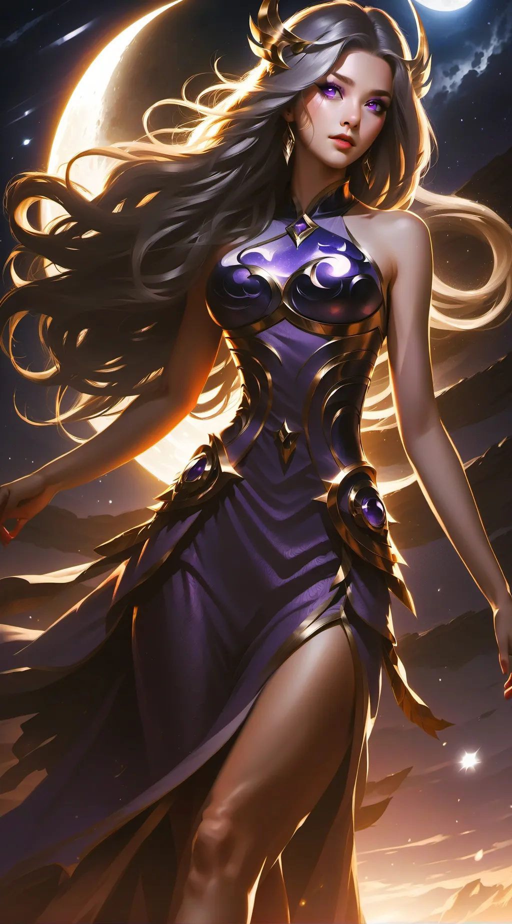 ai character: Veruna god of moon background