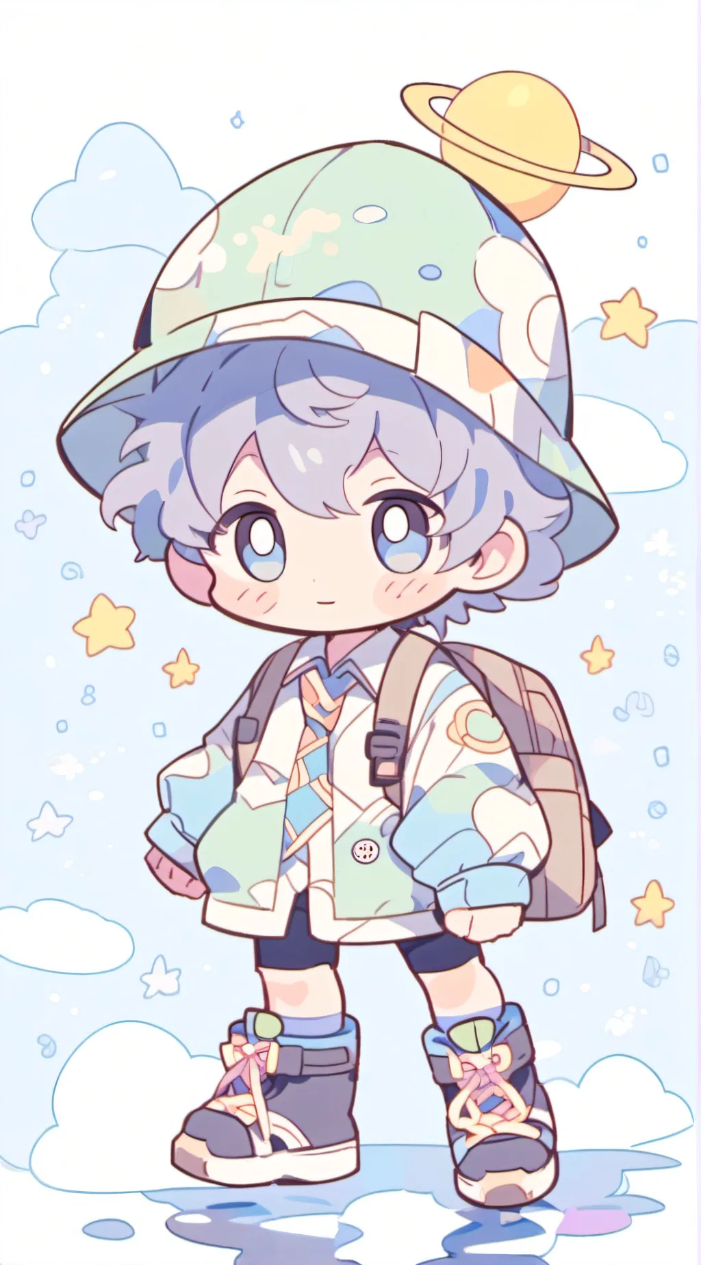 ai character: Lost in forest  background