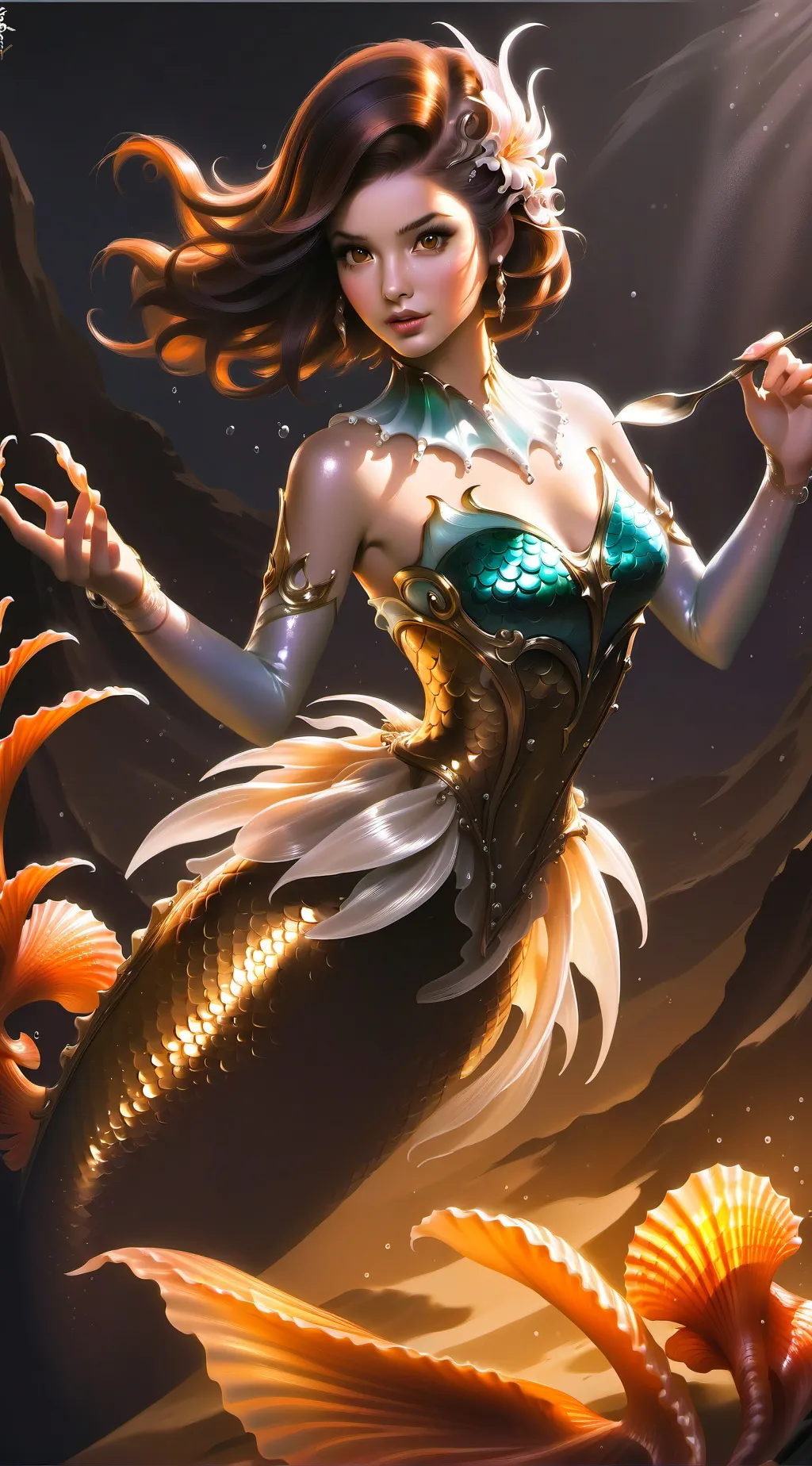 ai character: Mermaid Uraraka  background