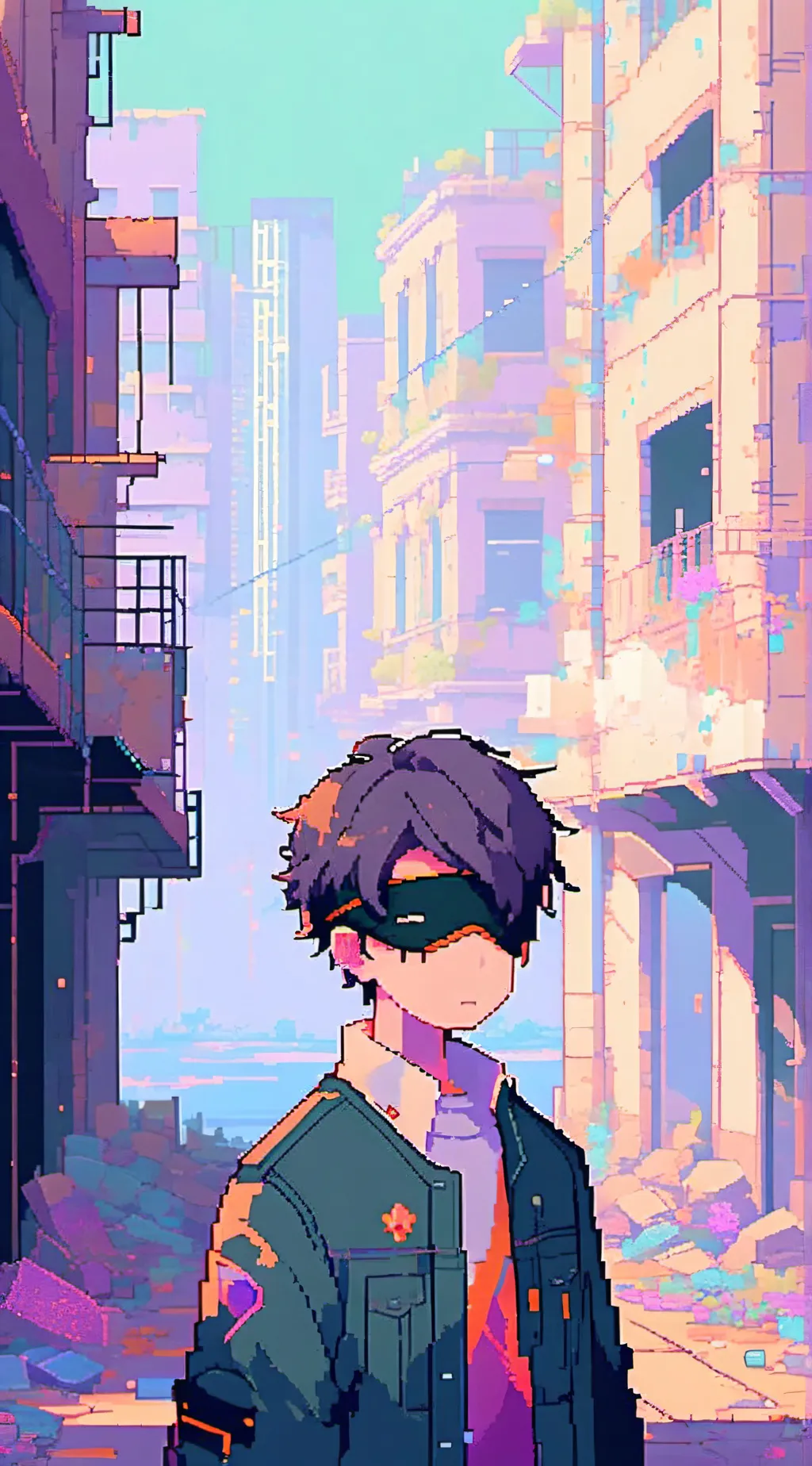 ai character: bird box BARCELONA background