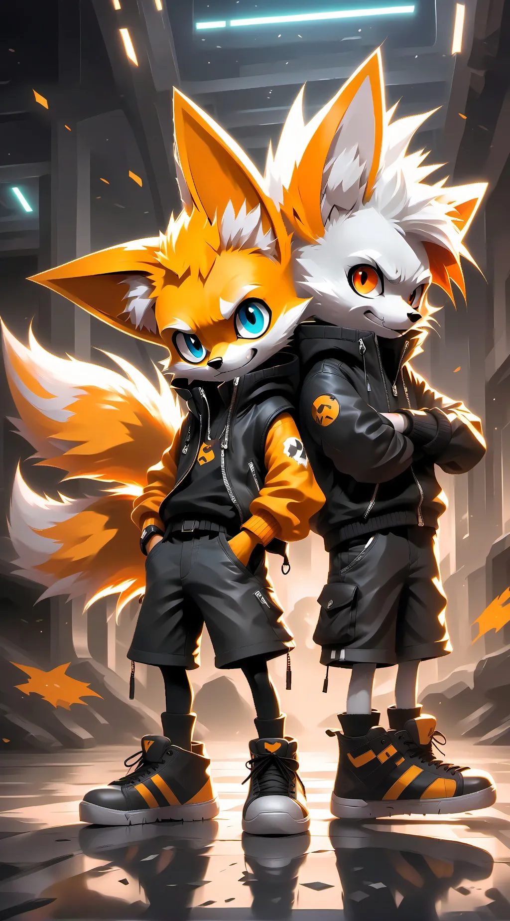 ai character: Tails and xeno background