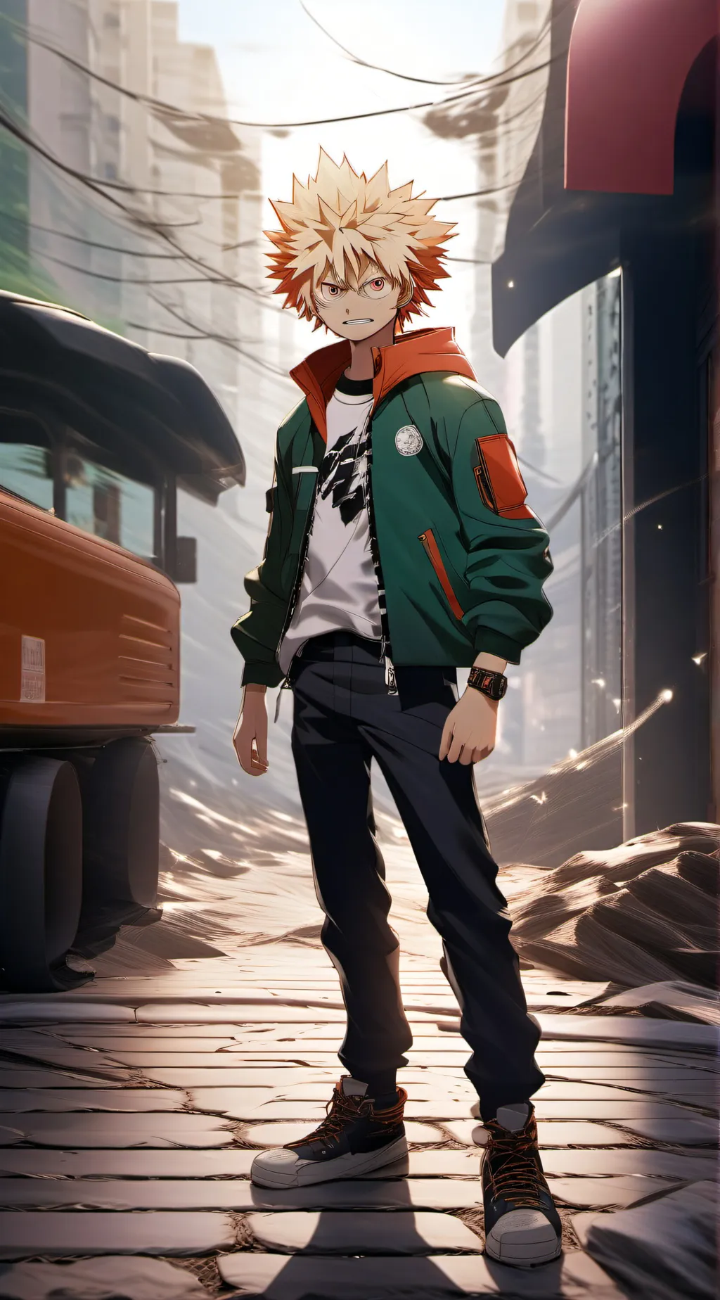 ai character: Katsuki bakugo  background