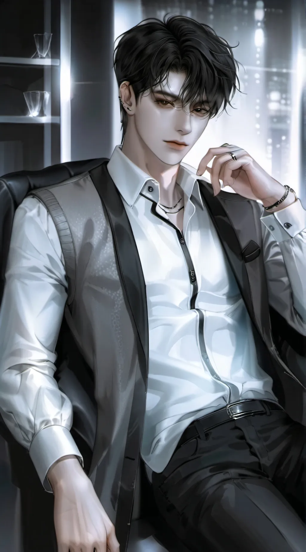 ai character: 𖤓 Xavier 𖤓 background