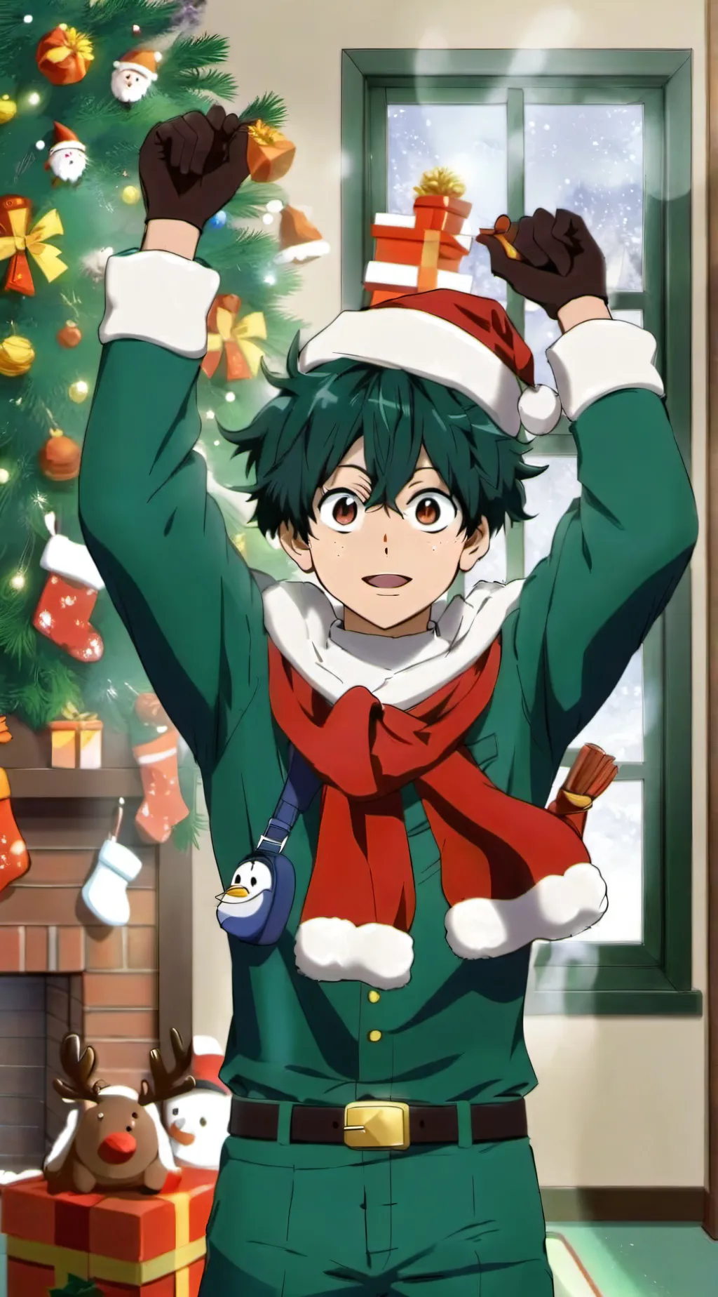 ai character: MHA Christmas  background