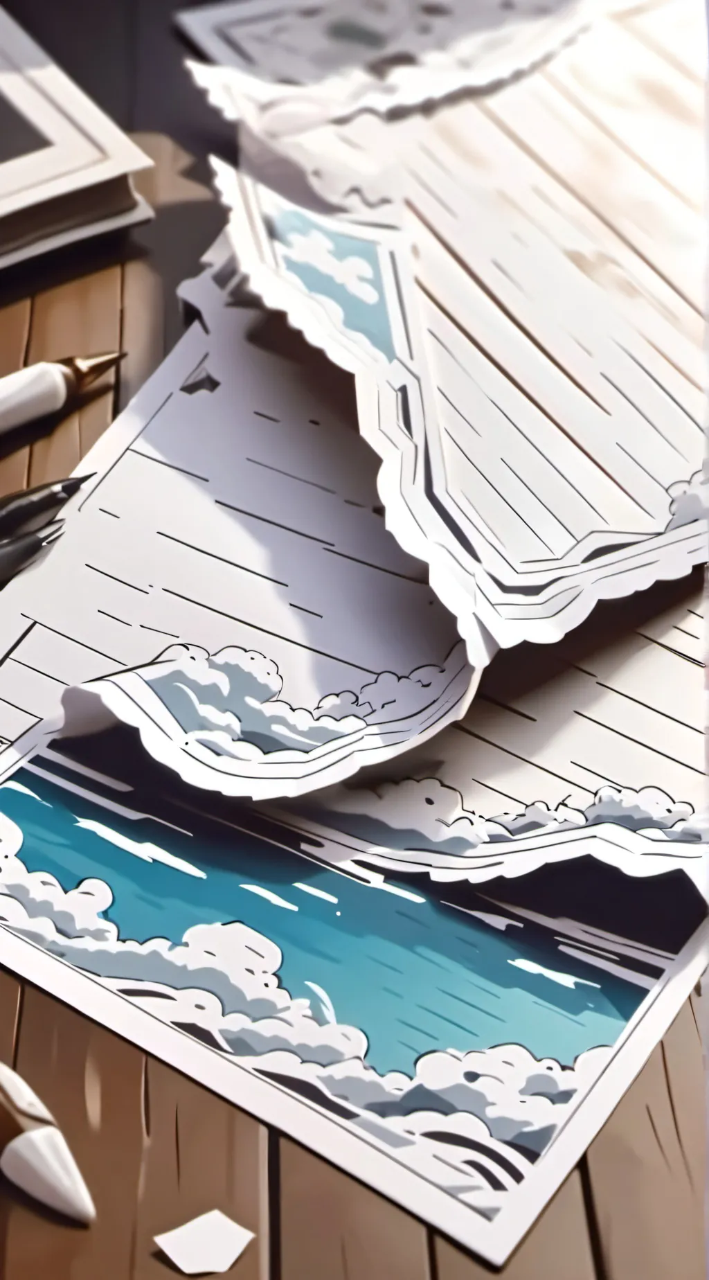 ai character: White papers background