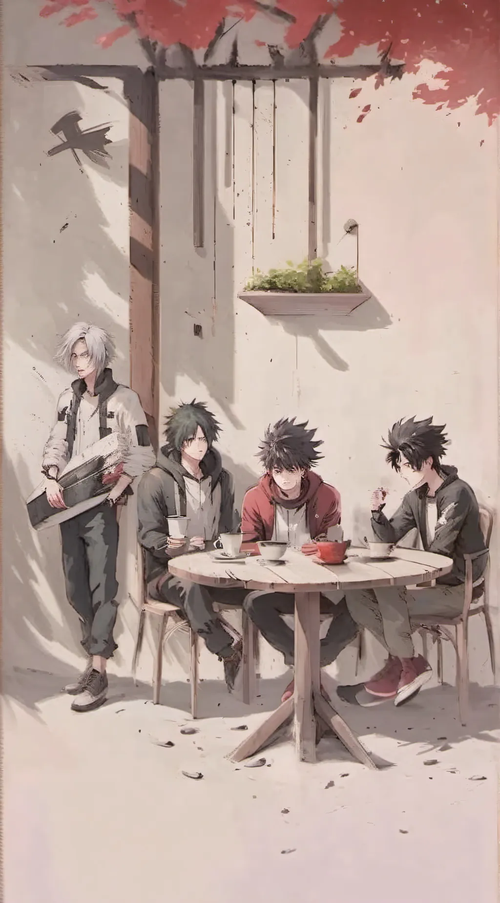 ai character: MhaGoesToXraysCafe background