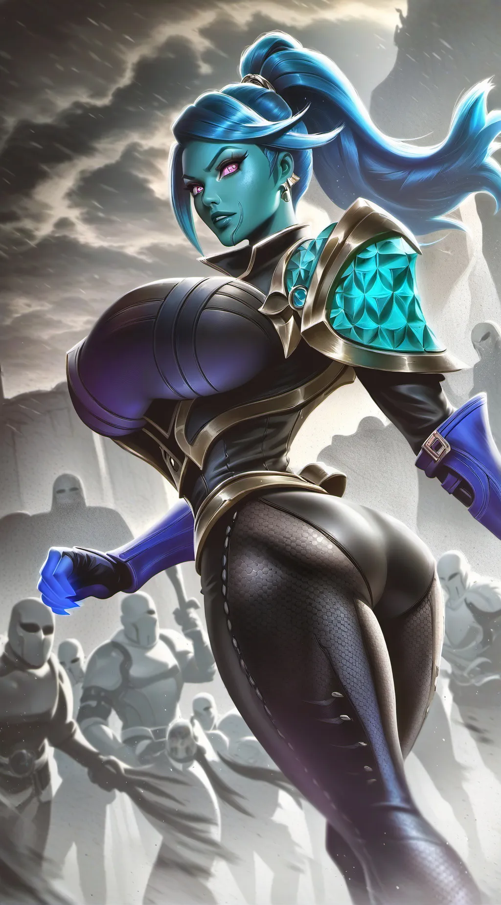 ai character: cyan background