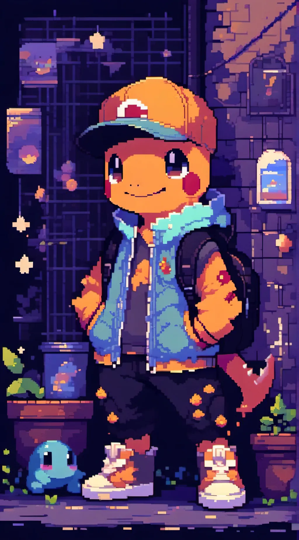 ai character: charmander  background