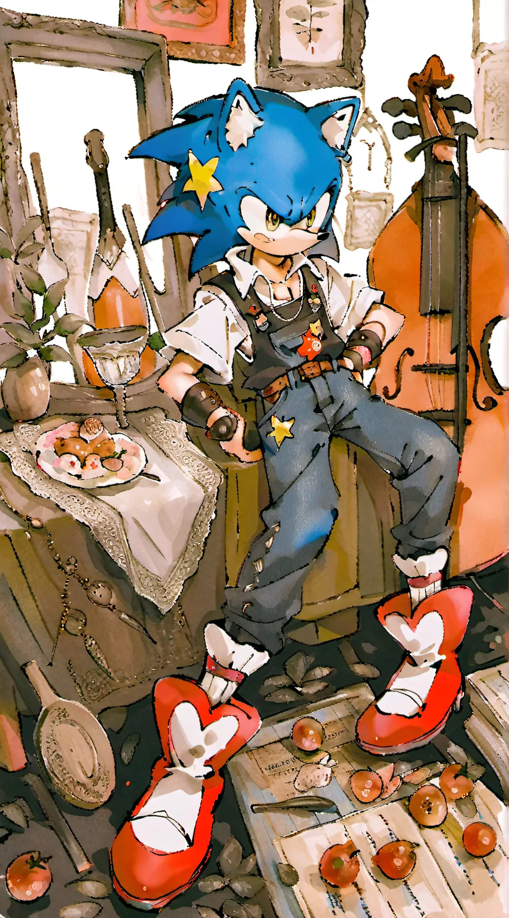 ai character: sonic on love background